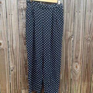 Liz Claiborne Navy and Cream Rayon Polka Dot Pants EUC